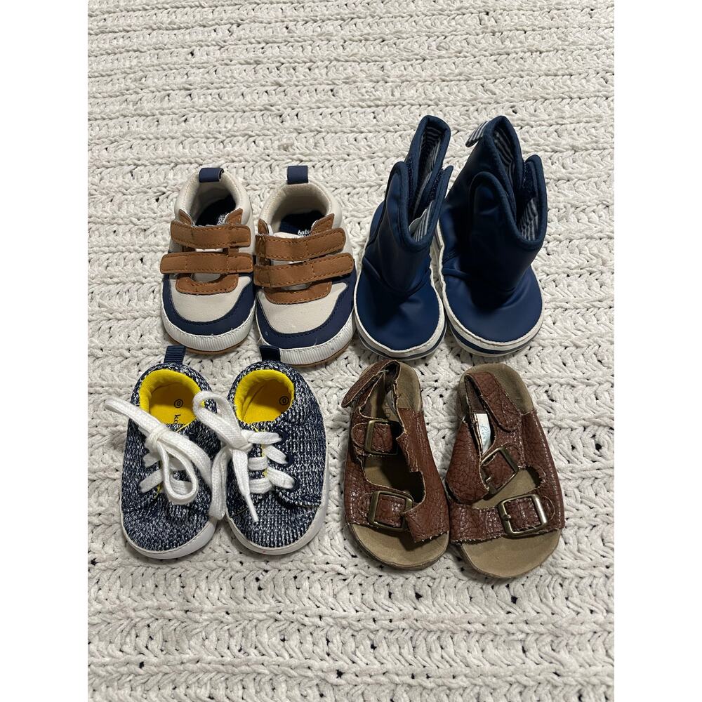 Lot of 4 Pairs of Boy's Baby Shoes - Sizes Range 0 - 6 months Baby B'Gosh & More